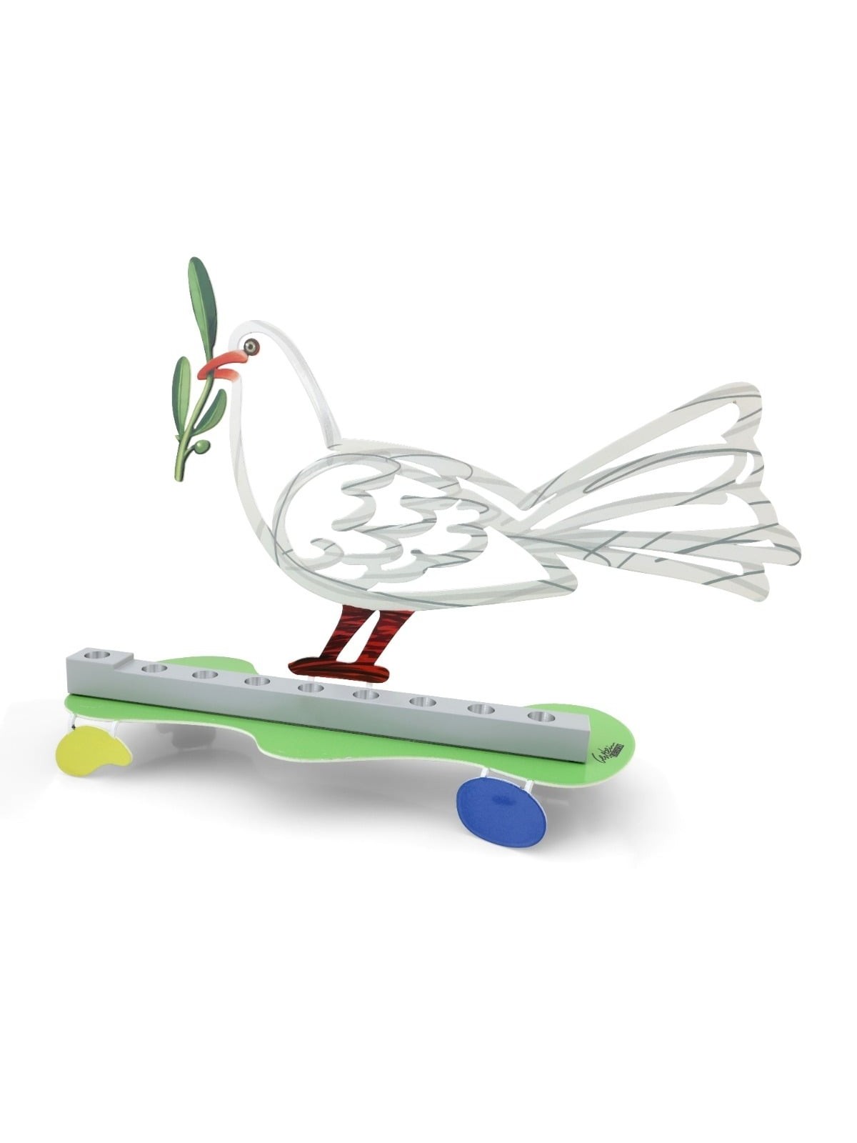 David Gerstein Signed Hanukkah Menorah Sculpture - Dove (Double Sided)