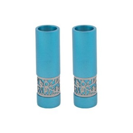 Yair Emanuel Small Shabbat Candlesticks Silver Pomeg... | Candlesticks