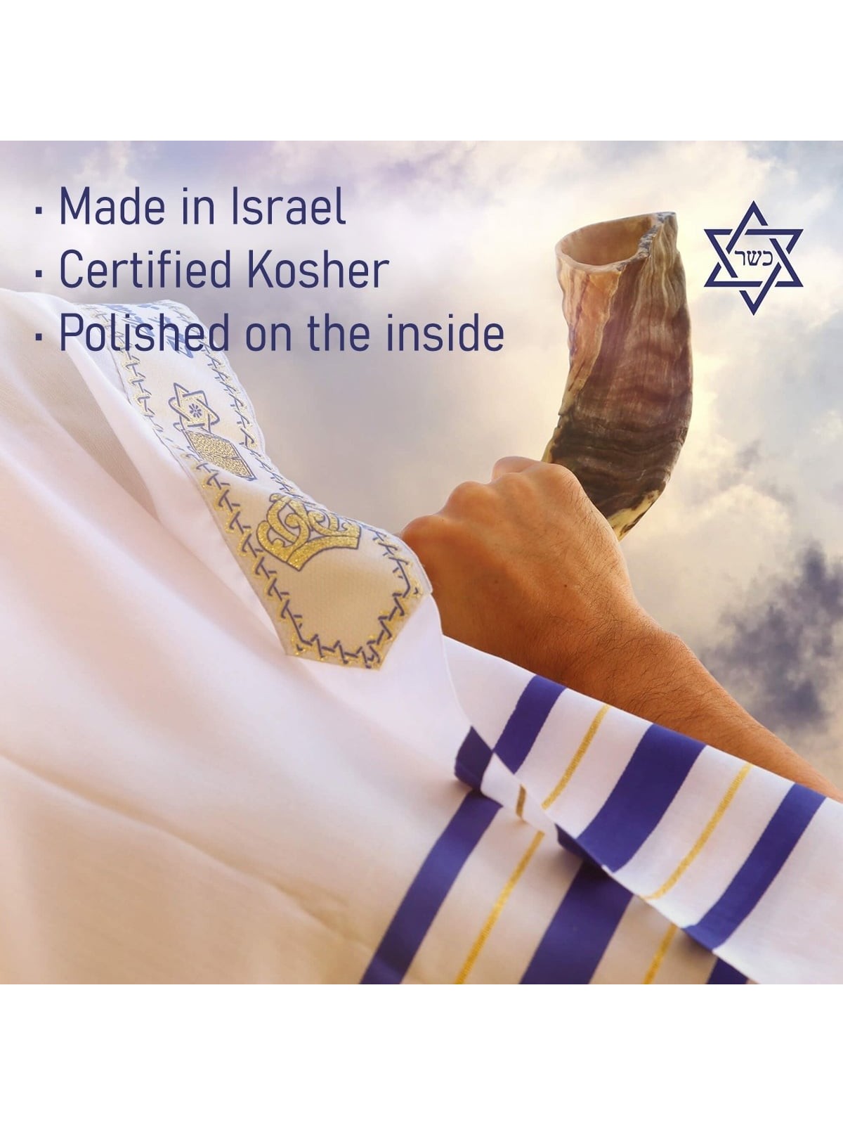 Kosher Classic Natural Ram's Horn Shofar 12'-14' / 30-35 cm