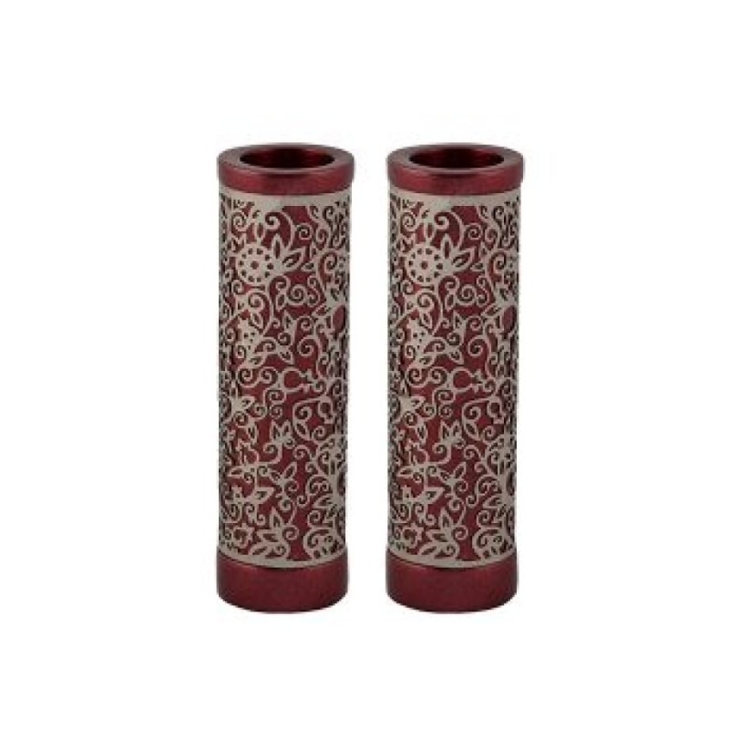 Yair Emanuel Cylinder Candlesticks Floral Pomegranat... | Candlesticks