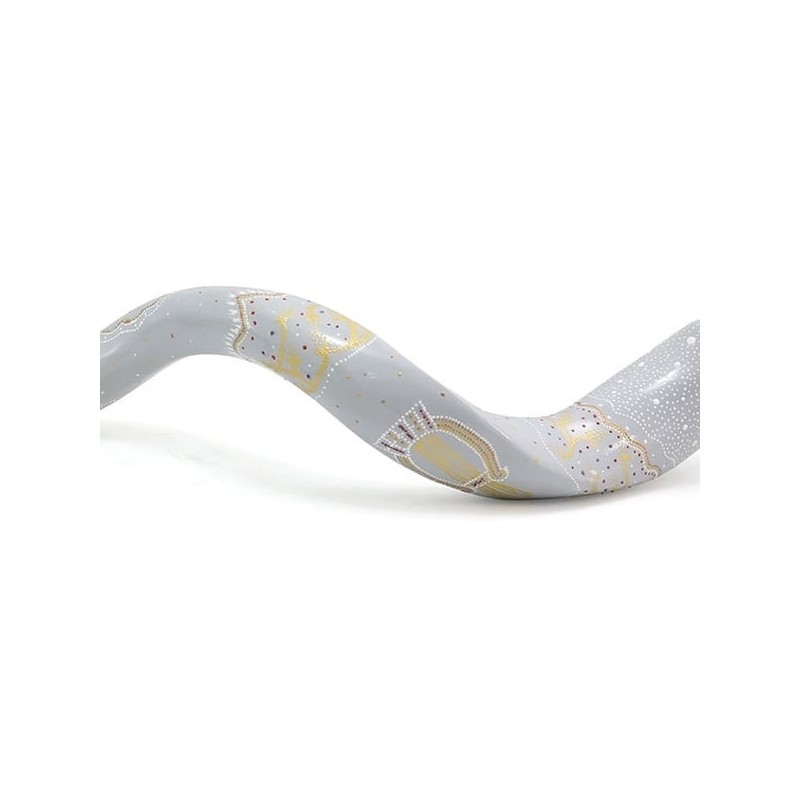 David's Harp Hand Painted Black and White Kudu Shofar