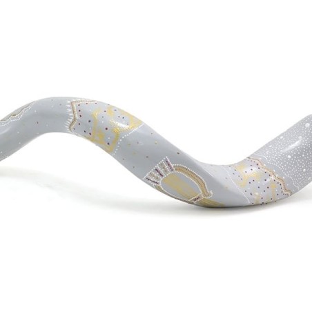 David's Harp Hand Painted Black and White Kudu Shofar