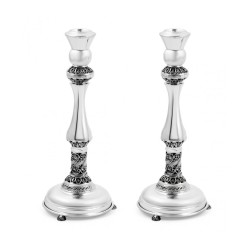 Sterling Silver Shabbat Candlesticks Filigree Design | Silver Judaica