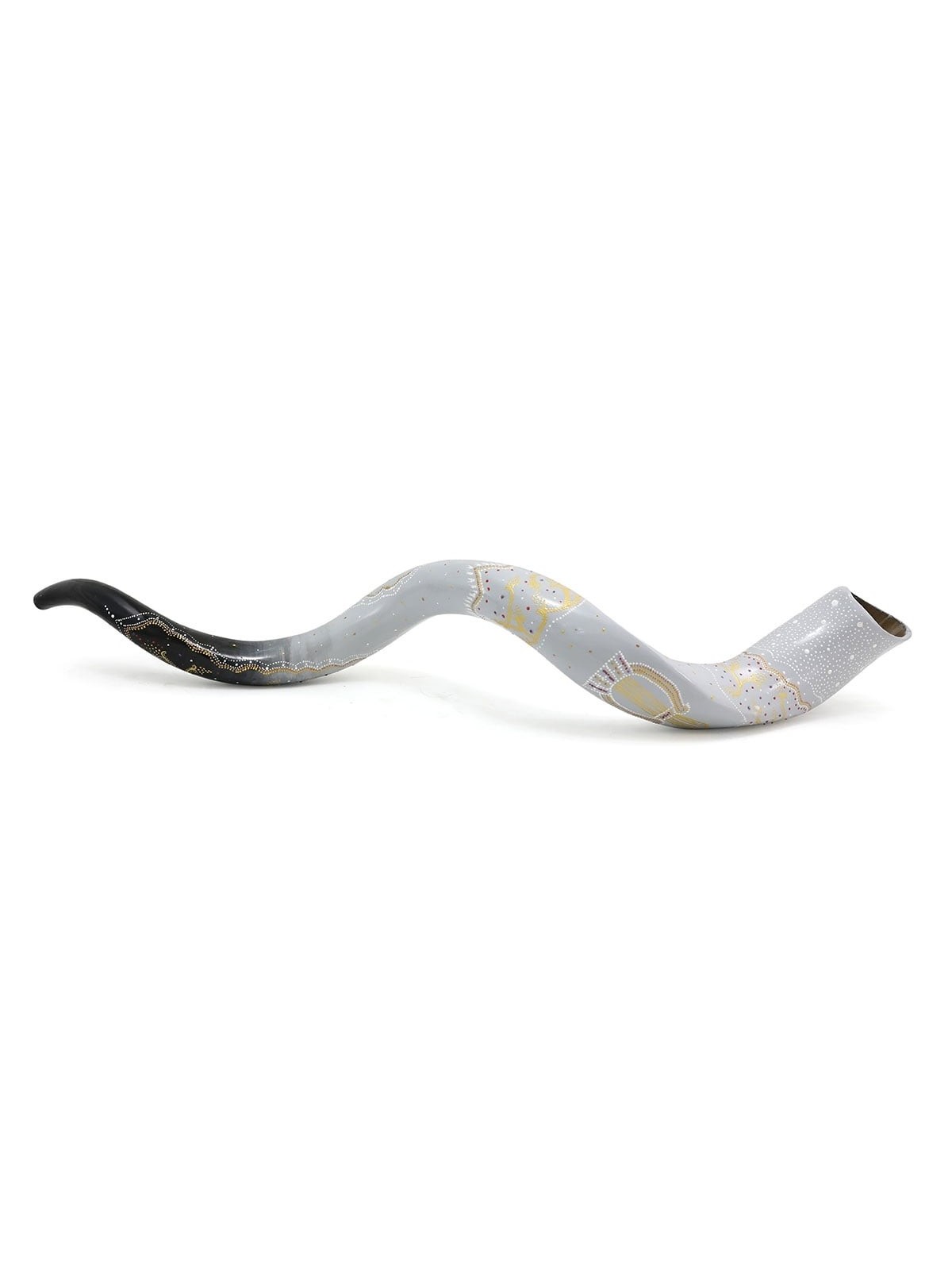 David's Harp Hand Painted Black and White Kudu Shofar