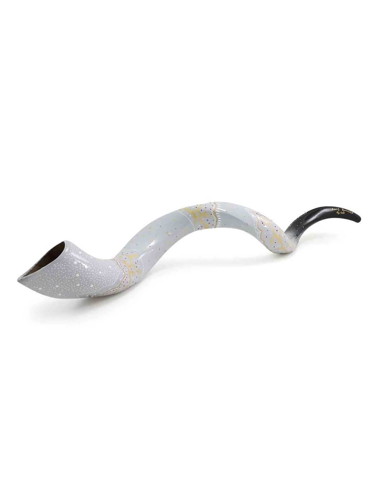 David's Harp Hand Painted Black and White Kudu Shofar