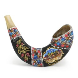 Hand Painted Jerusalem and Pomegranates Shofar