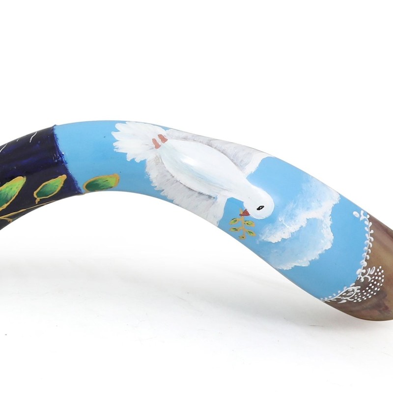 Dove of Peace Hand Painted Kudu Shofar
