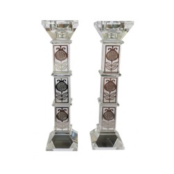 Tall Crystal Glass Candlesticks with Pomegran... | Modern Candlesticks