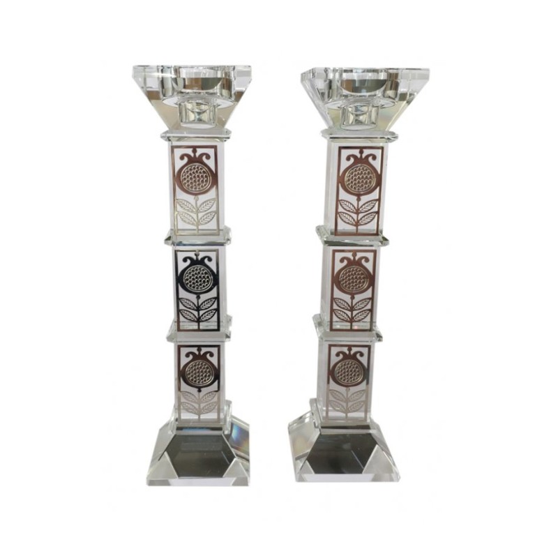 Tall Crystal Glass Candlesticks with Pomegran... | Modern Candlesticks