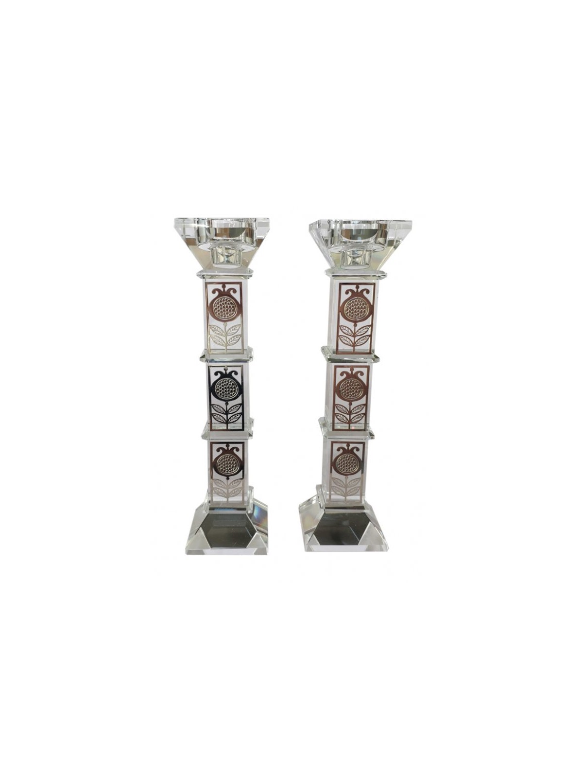Tall Crystal Glass Candlesticks with Pomegran... | Modern Candlesticks