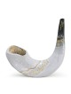 Hand Painted Ornate White and Black Shofar