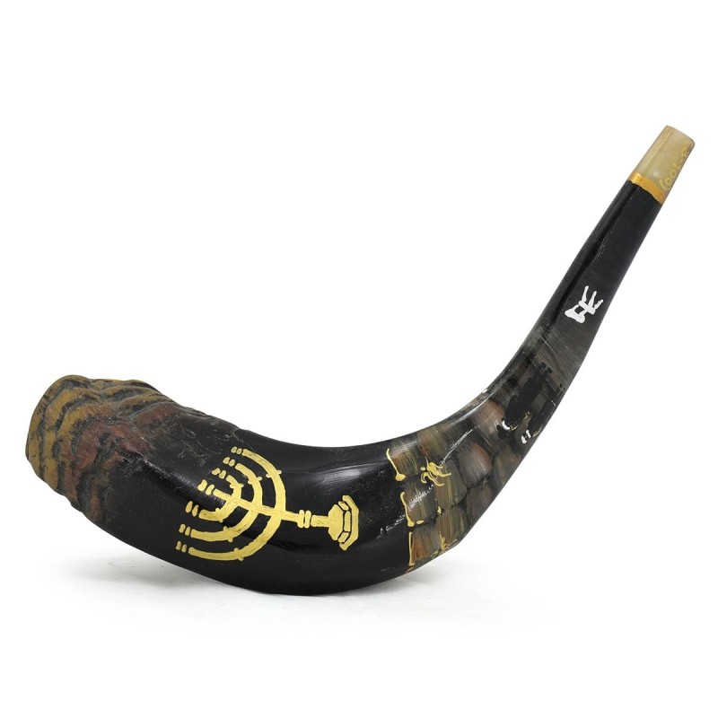 Hand Painted Menorah and Western Wall Shofar