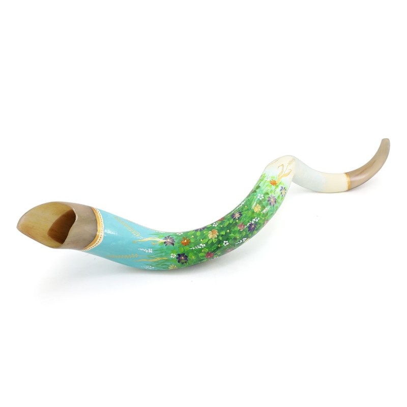 Flower Meadow Hand Painted Kudu Shofar