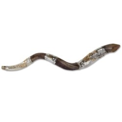Sterling Silver Plated Yemenite Kudu Shofar - Chassid Design (Choice o