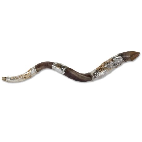 Sterling Silver Plated Yemenite Kudu Shofar - Chassid Design (Choice o