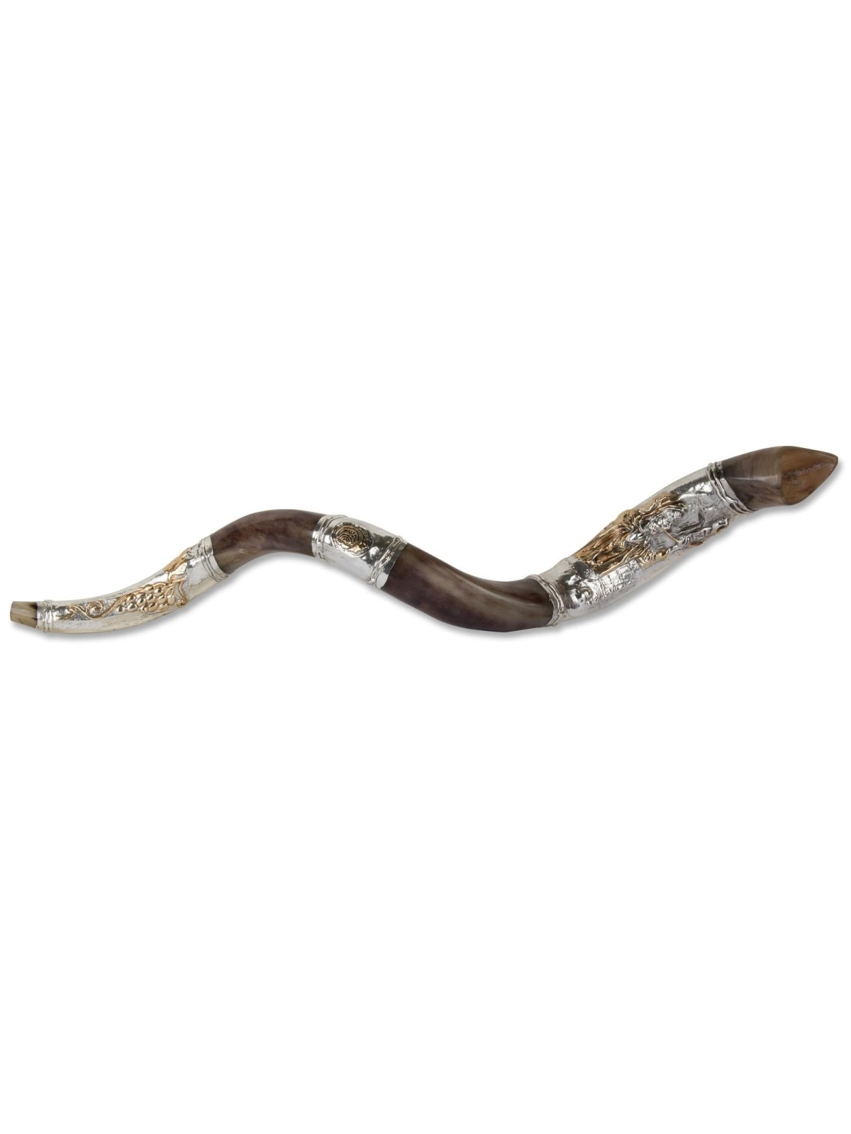 Sterling Silver Plated Yemenite Kudu Shofar - Chassid Design (Choice o