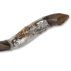 Sterling Silver Plated Yemenite Kudu Shofar - Chassid Design (Choice o