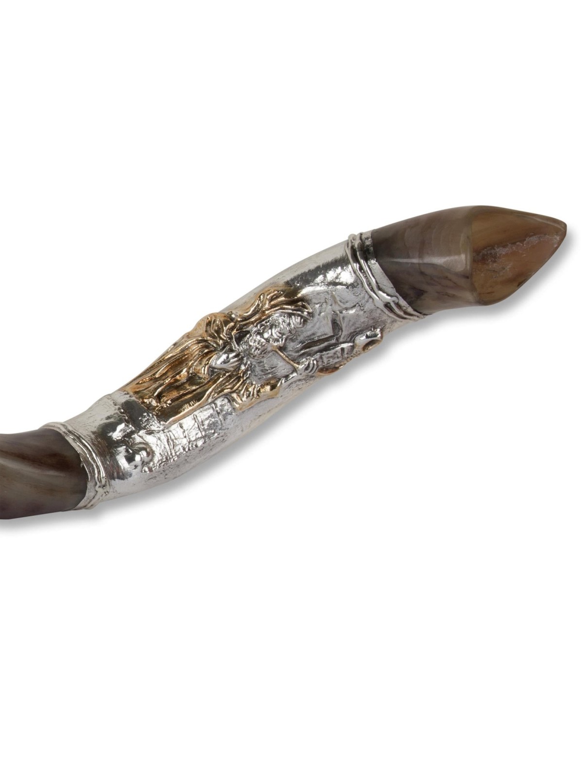 Sterling Silver Plated Yemenite Kudu Shofar - Chassid Design (Choice o