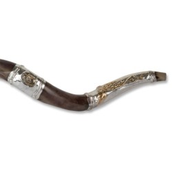 Sterling Silver Plated Yemenite Kudu Shofar - Chassid Design (Choice o