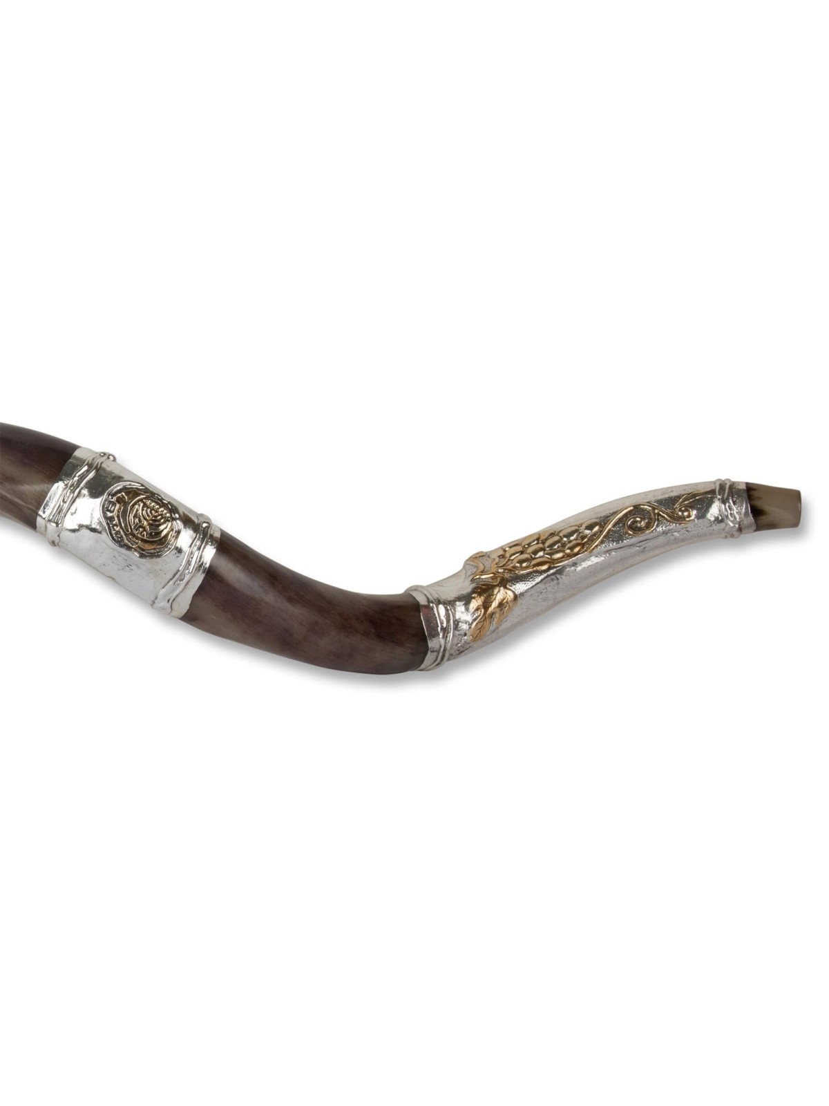 Sterling Silver Plated Yemenite Kudu Shofar - Chassid Design (Choice o