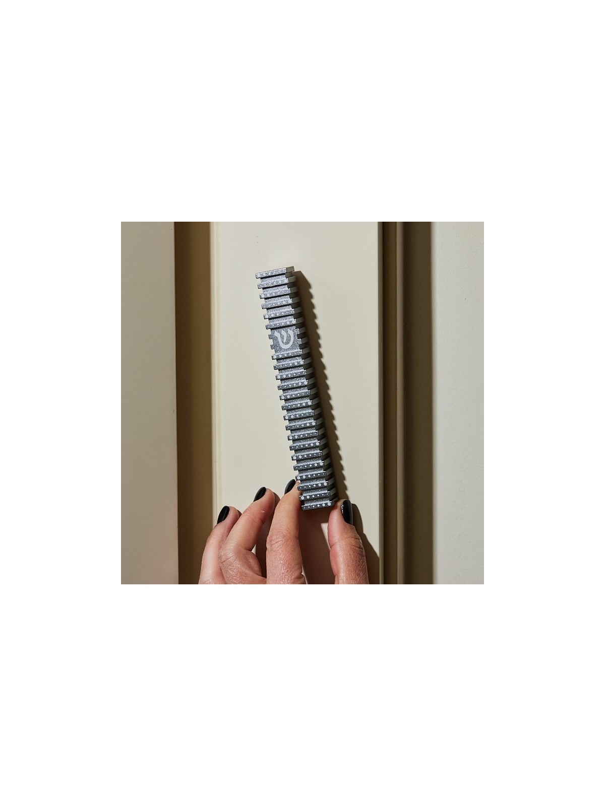 Square Mezuzah Case With Polka Dot Design by Akilov Design