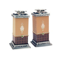 Ester Shahaf Autumn Hamsa Candlesticks | Jewish Gift from Israel