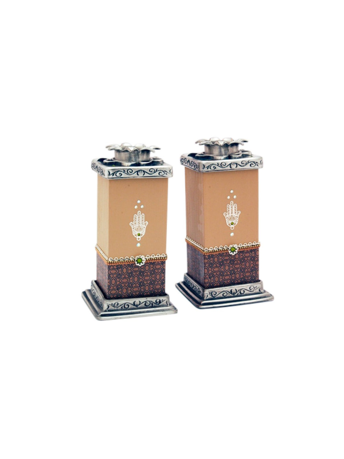 Ester Shahaf Autumn Hamsa Candlesticks | Jewish Gift from Israel