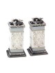 Ester Shahaf White Wood and Pewter Candle... | Jewish Gift from Israel