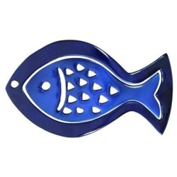Yair Emanuel Aluminum 2-Piece Trivet Set - Fish - Blue