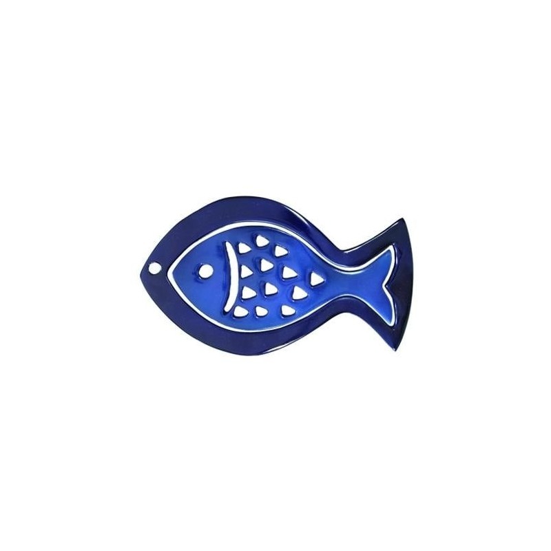 Yair Emanuel Aluminum 2-Piece Trivet Set - Fish - Blue