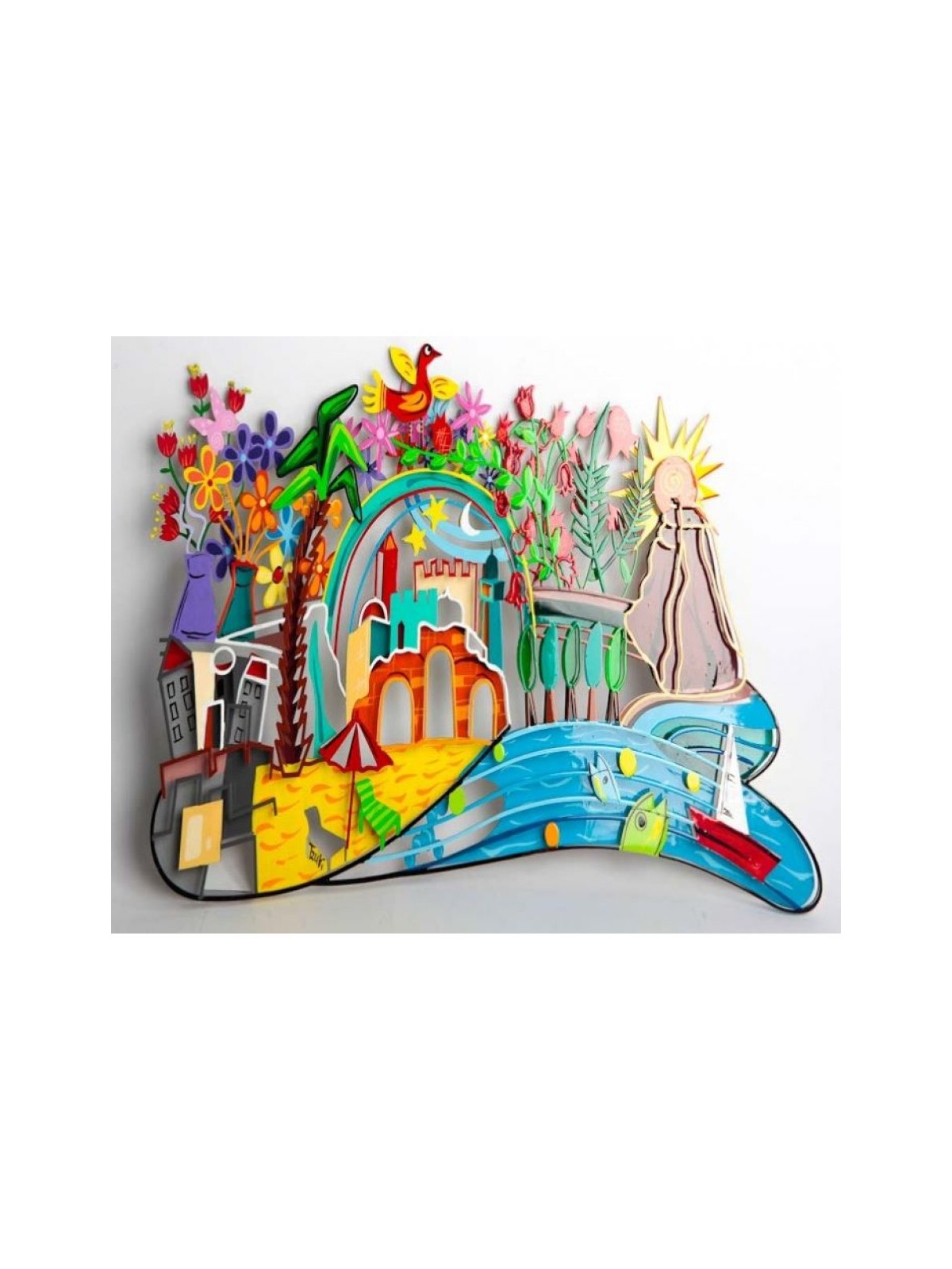 Tzuki Art Hand Painted Sculpture with Images ... | Sculptures by Tzuki