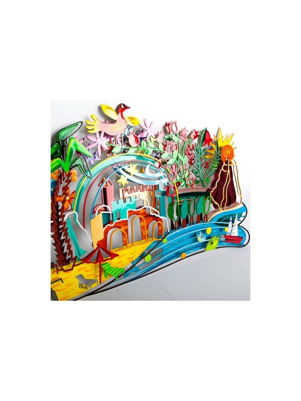 Tzuki Art Hand Painted Sculpture with Images ... | Sculptures by Tzuki