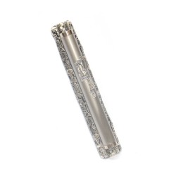 Pewter Plated Rounded Mezuzah Case Jerusalem Desig... | Pewter Mezuzah