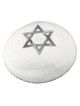 Knitted and Embroidered Star of David Kippah - Silver