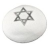 Knitted and Embroidered Star of David Kippah - Silver