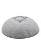 Knitted and Embroidered Star of David Kippah - Silver