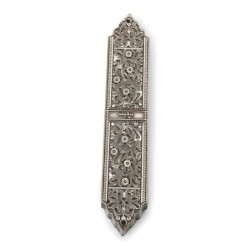 Intricate Pewter Mezuzah Case - Israel Museum Collection