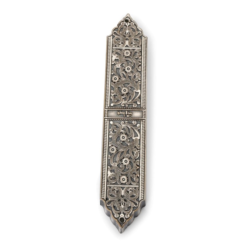Intricate Pewter Mezuzah Case - Israel Museum Collection