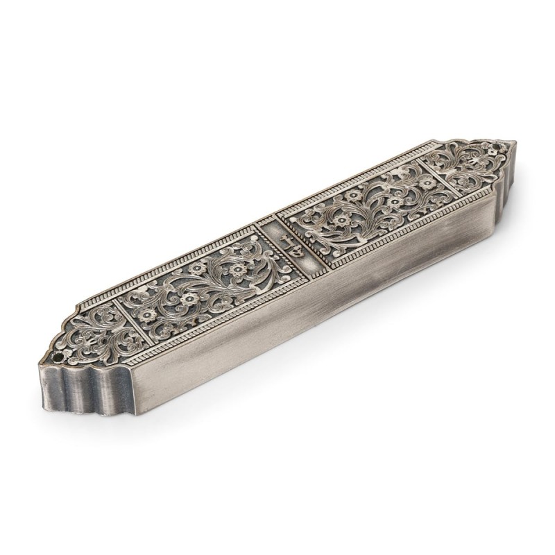 Intricate Pewter Mezuzah Case - Israel Museum Collection