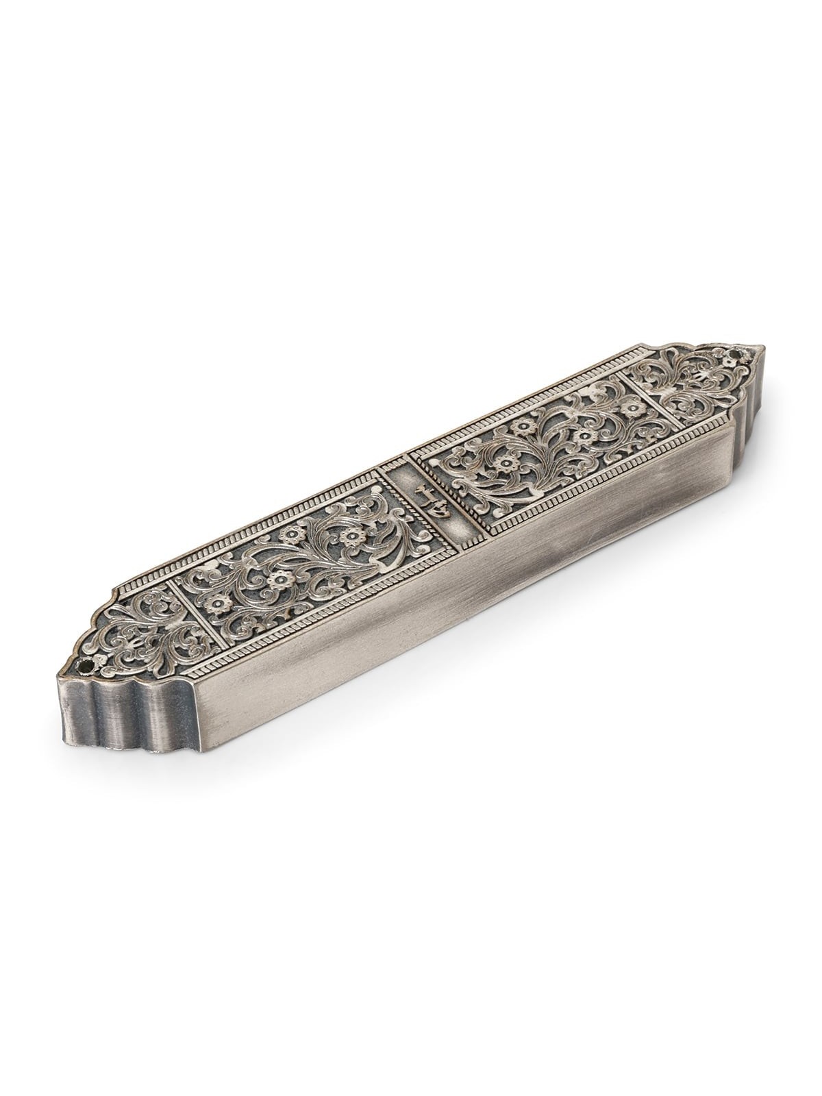 Intricate Pewter Mezuzah Case - Israel Museum Collection