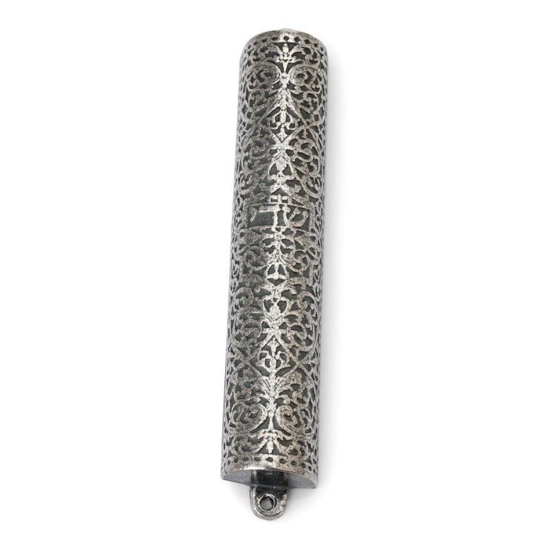 Pewter Mezuzah Case. Adaptation of Silver Bible Binding. Germany, 17th