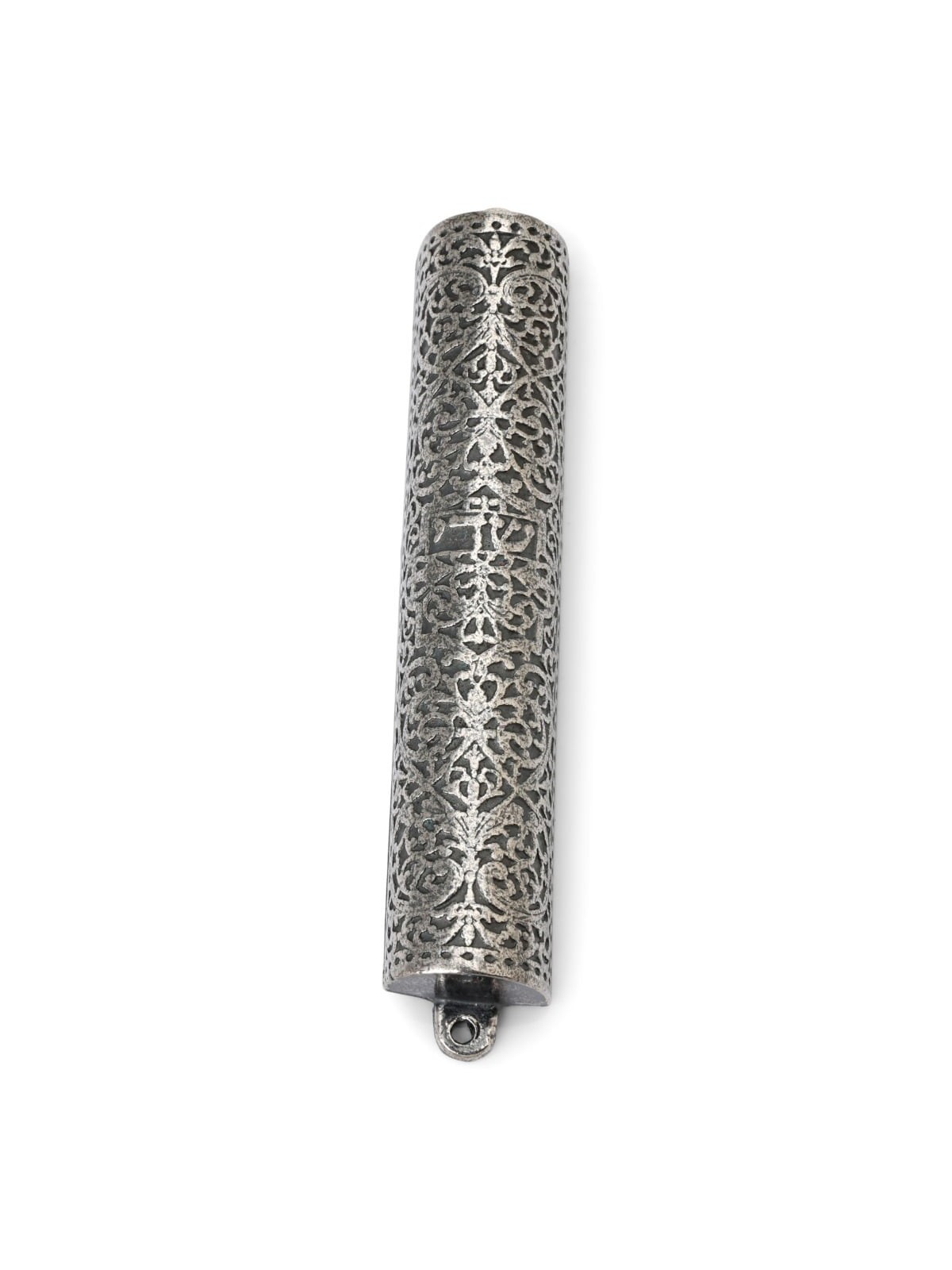 Pewter Mezuzah Case. Adaptation of Silver Bible Binding. Germany, 17th