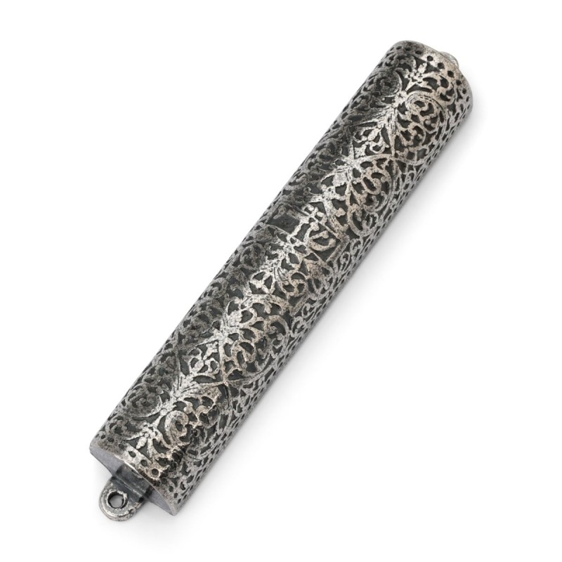 Pewter Mezuzah Case. Adaptation of Silver Bible Binding. Germany, 17th