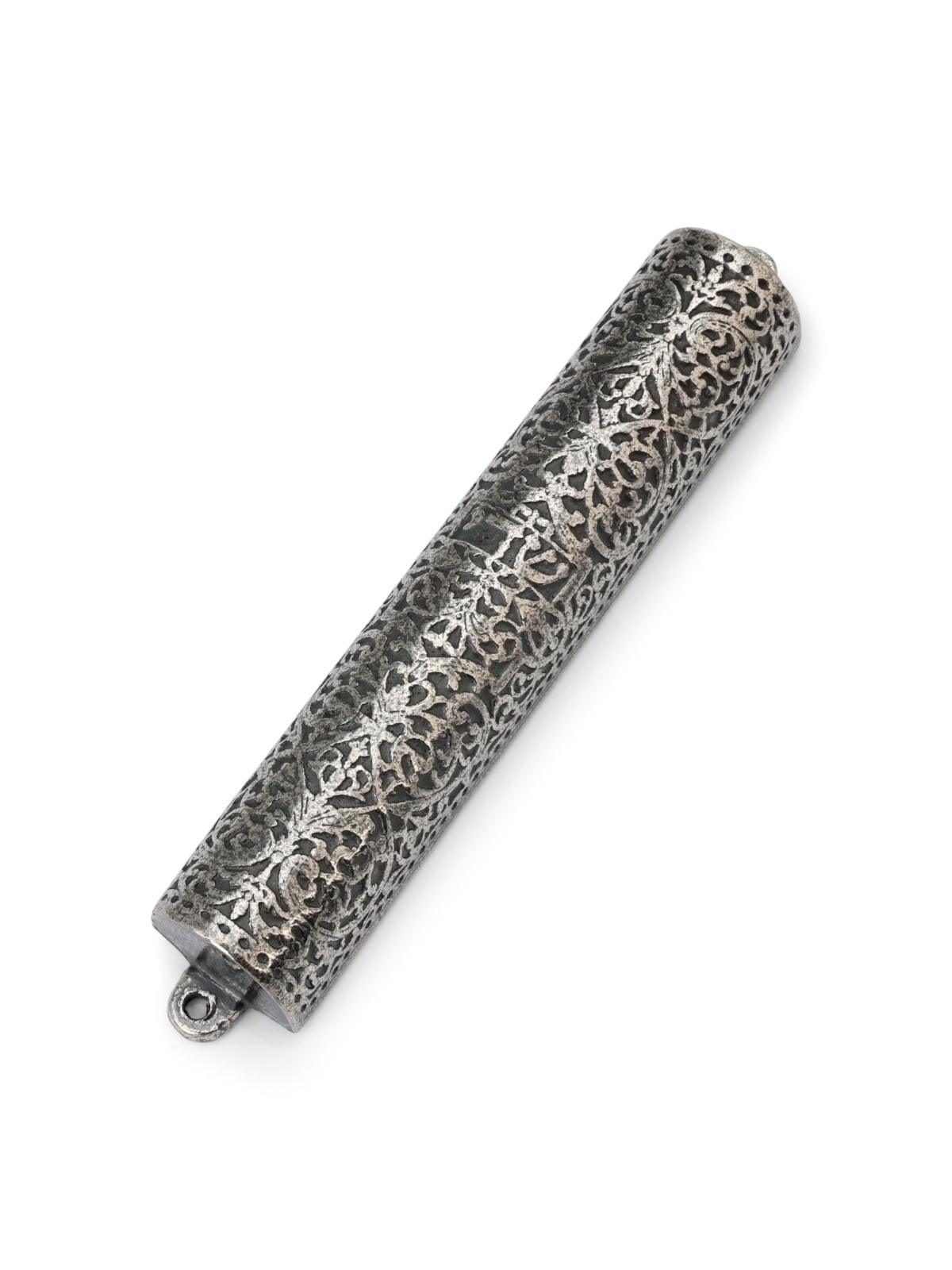 Pewter Mezuzah Case. Adaptation of Silver Bible Binding. Germany, 17th