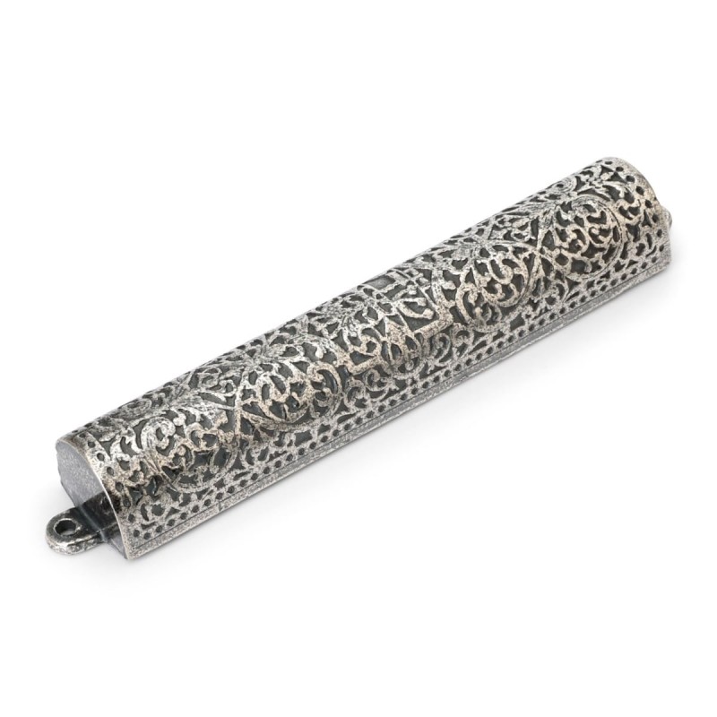 Pewter Mezuzah Case. Adaptation of Silver Bible Binding. Germany, 17th