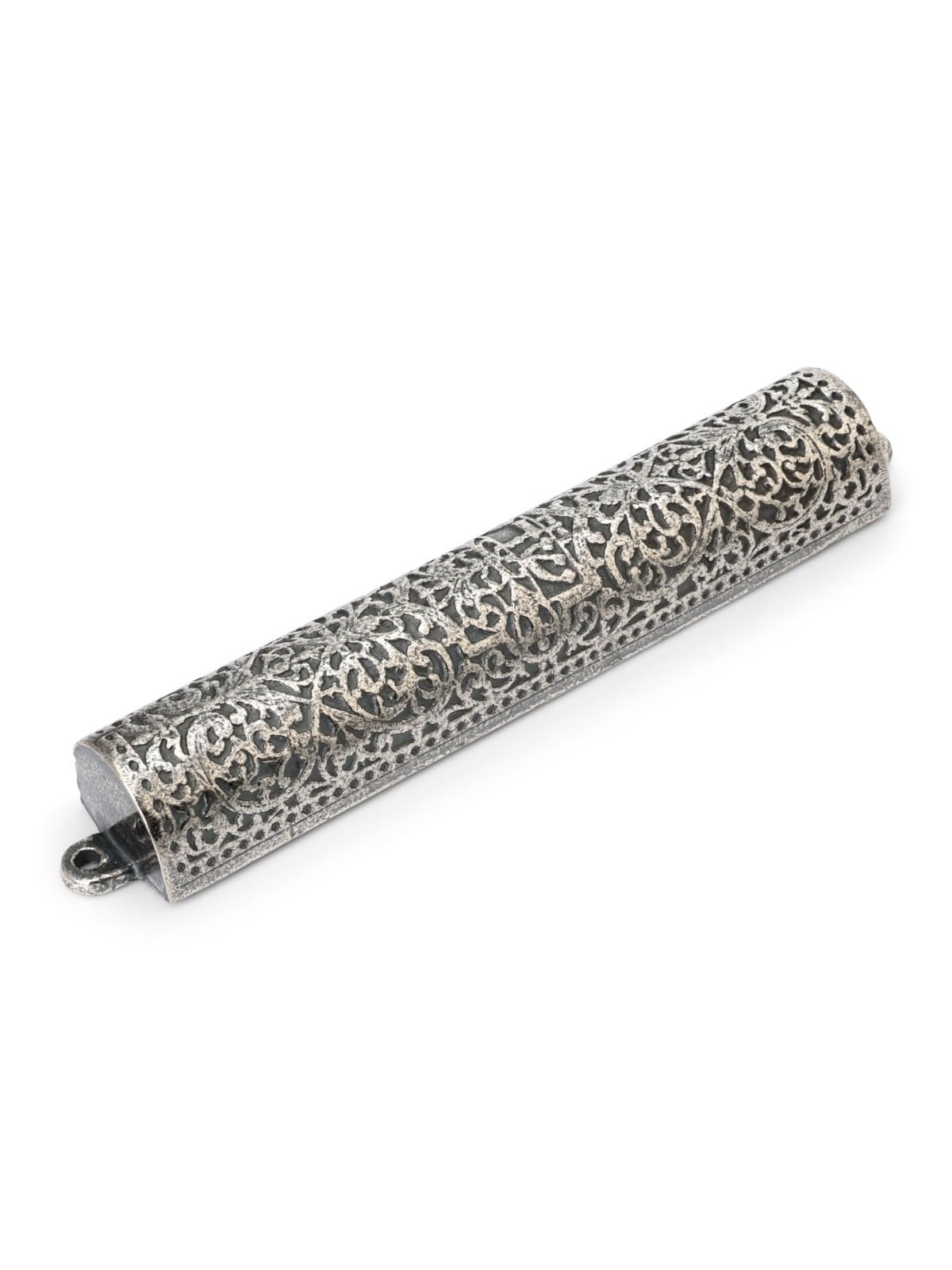 Pewter Mezuzah Case. Adaptation of Silver Bible Binding. Germany, 17th