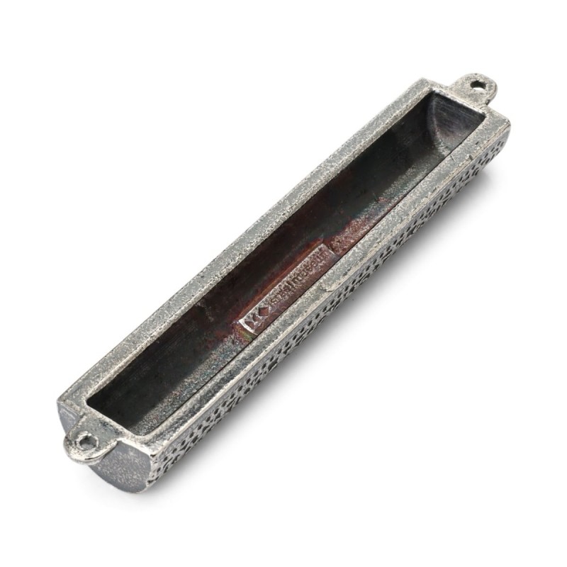 Pewter Mezuzah Case. Adaptation of Silver Bible Binding. Germany, 17th