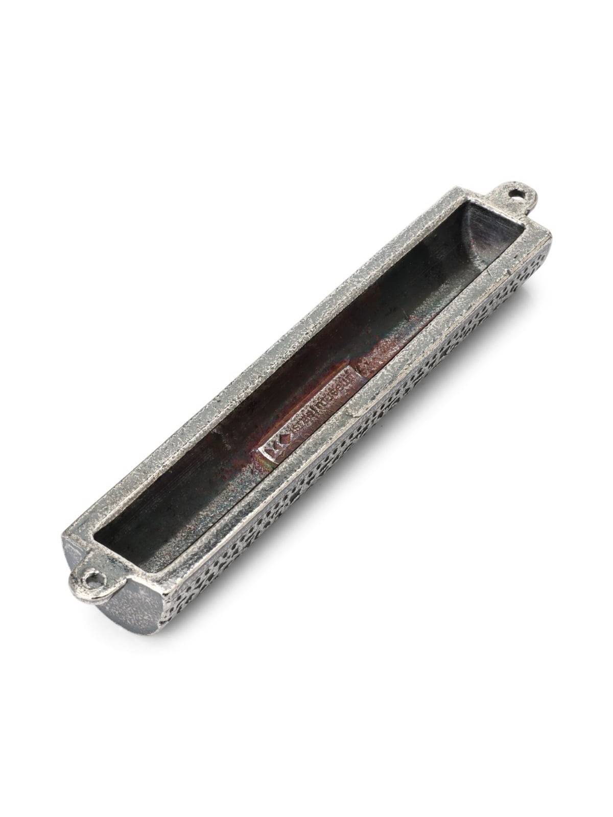 Pewter Mezuzah Case. Adaptation of Silver Bible Binding. Germany, 17th