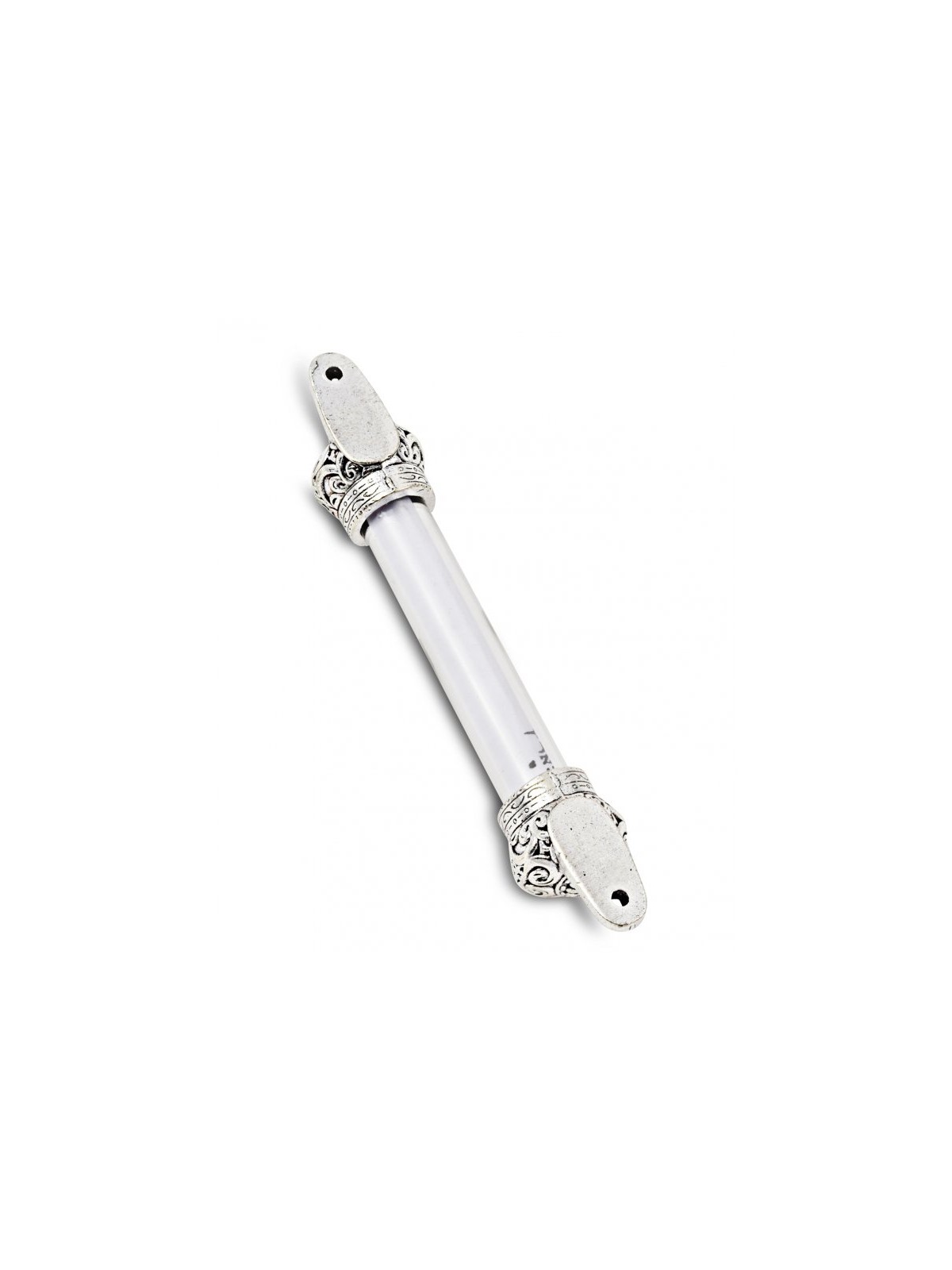 Small Silver colored Mezuzah Case with Shema Praye... | Pewter Mezuzah