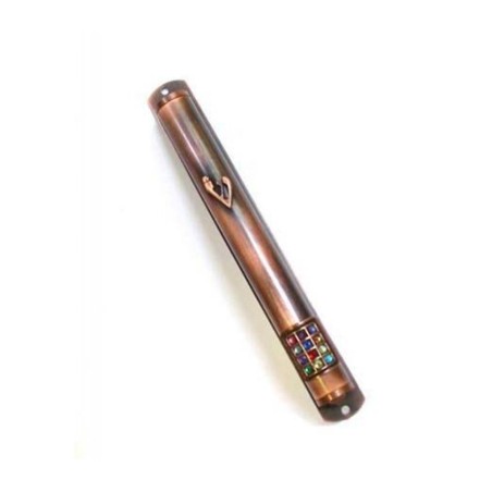 12 Tribe Breastplate Red Pewter Mezuzah | Pewter Mezuzah